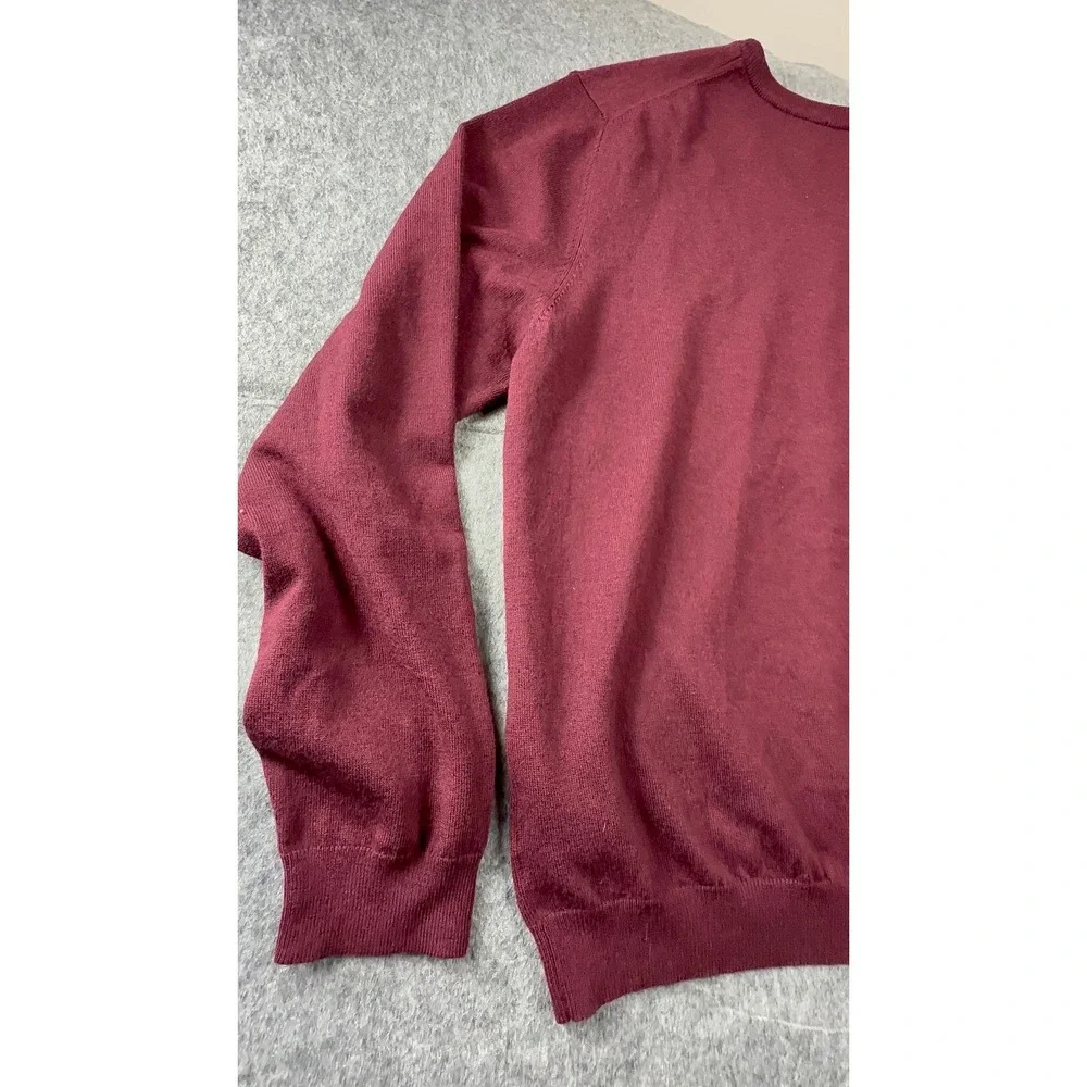 Brooks Brothers 346 Red‎ Extra Fine Merino Wool V Neck Sweater Mens XL burgundy